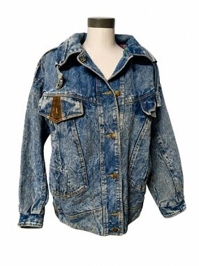Vintage Distressed Denim Jacket Flannel Lined With Leather Detailong